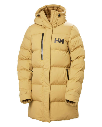 Sand Coloured Helly Hansen Adore Ladies Puffy Parka on white background 