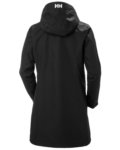 Black coloured Helly Hansen Belfast Long Rain Jacket on white background 