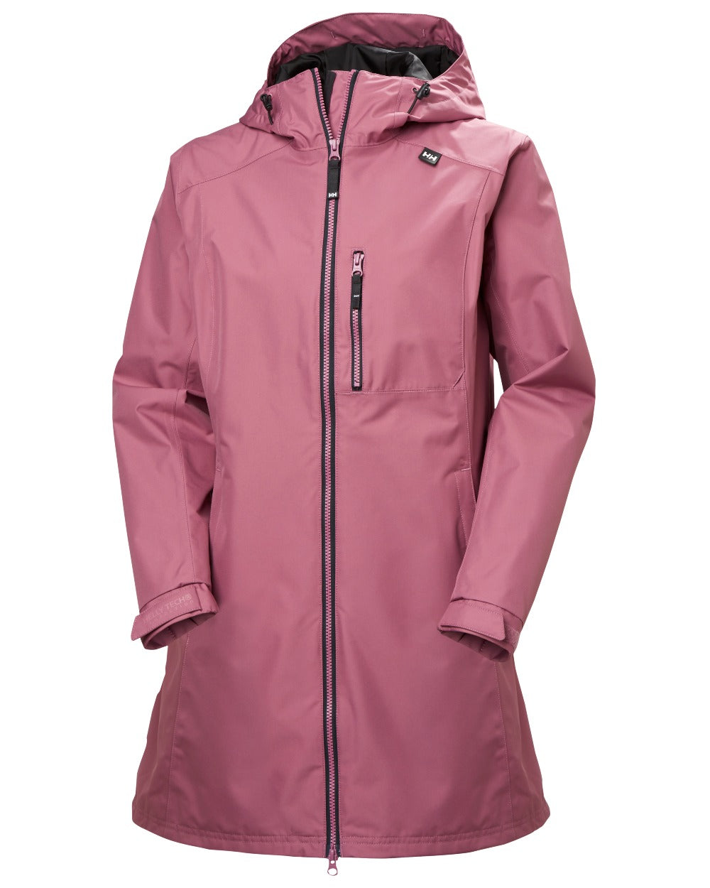 Wildberry coloured Helly Hansen Belfast Long Rain Jacket on white background 