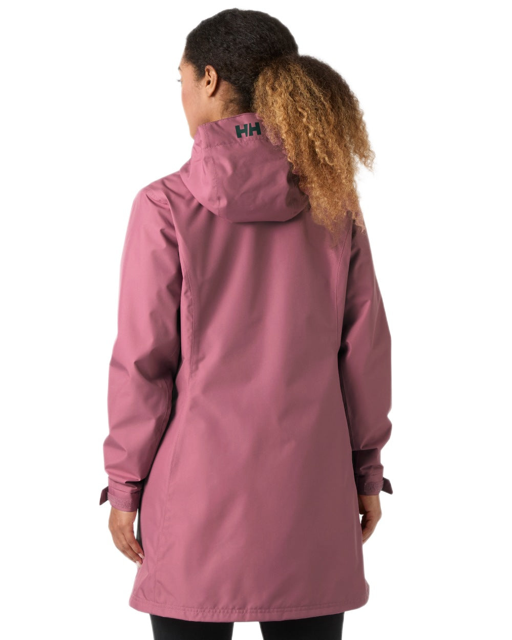 Wildberry coloured Helly Hansen Belfast Long Rain Jacket on white background 