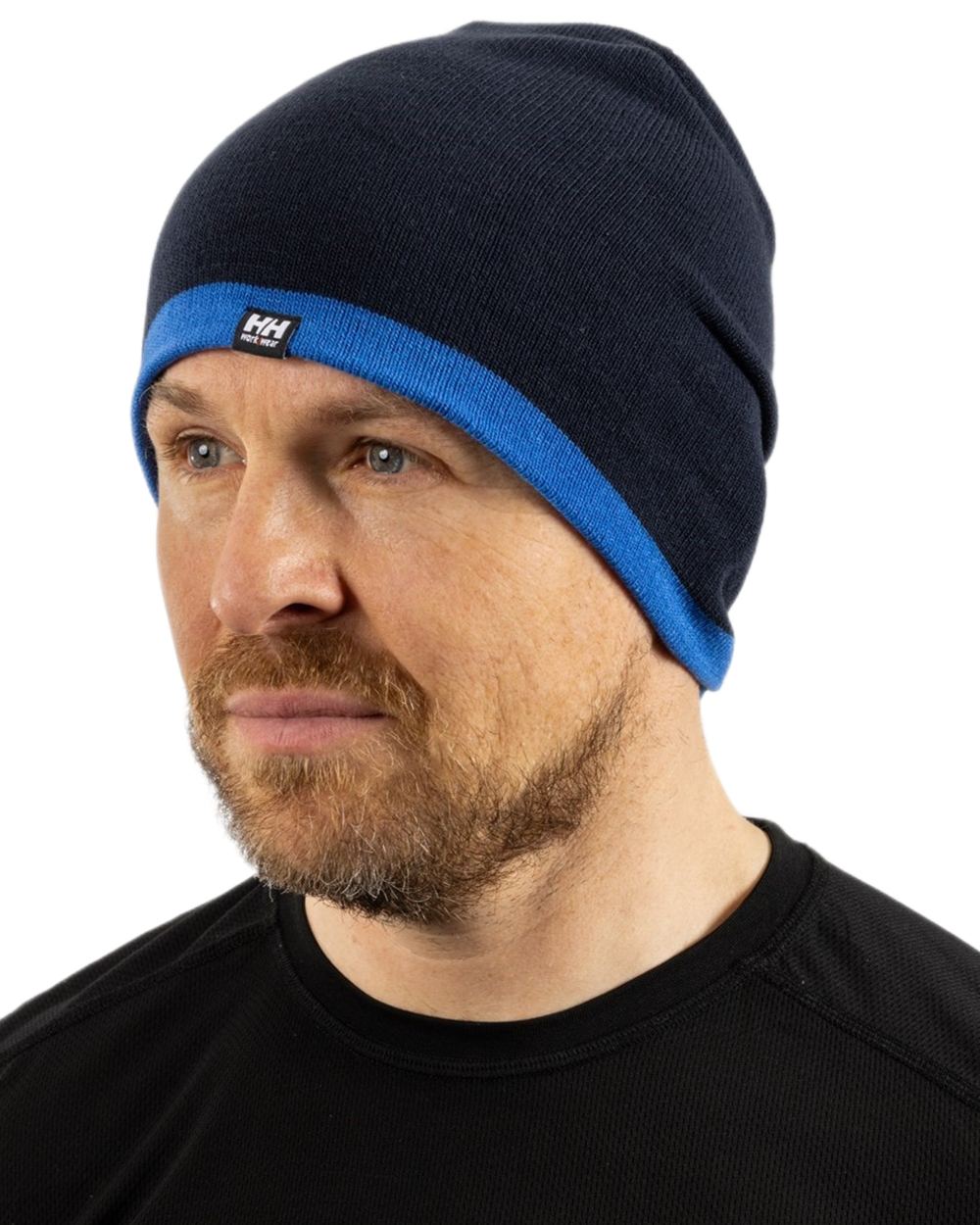 Navy Light Blue coloured Helly Hansen Classic Reversible Beanie on white background 