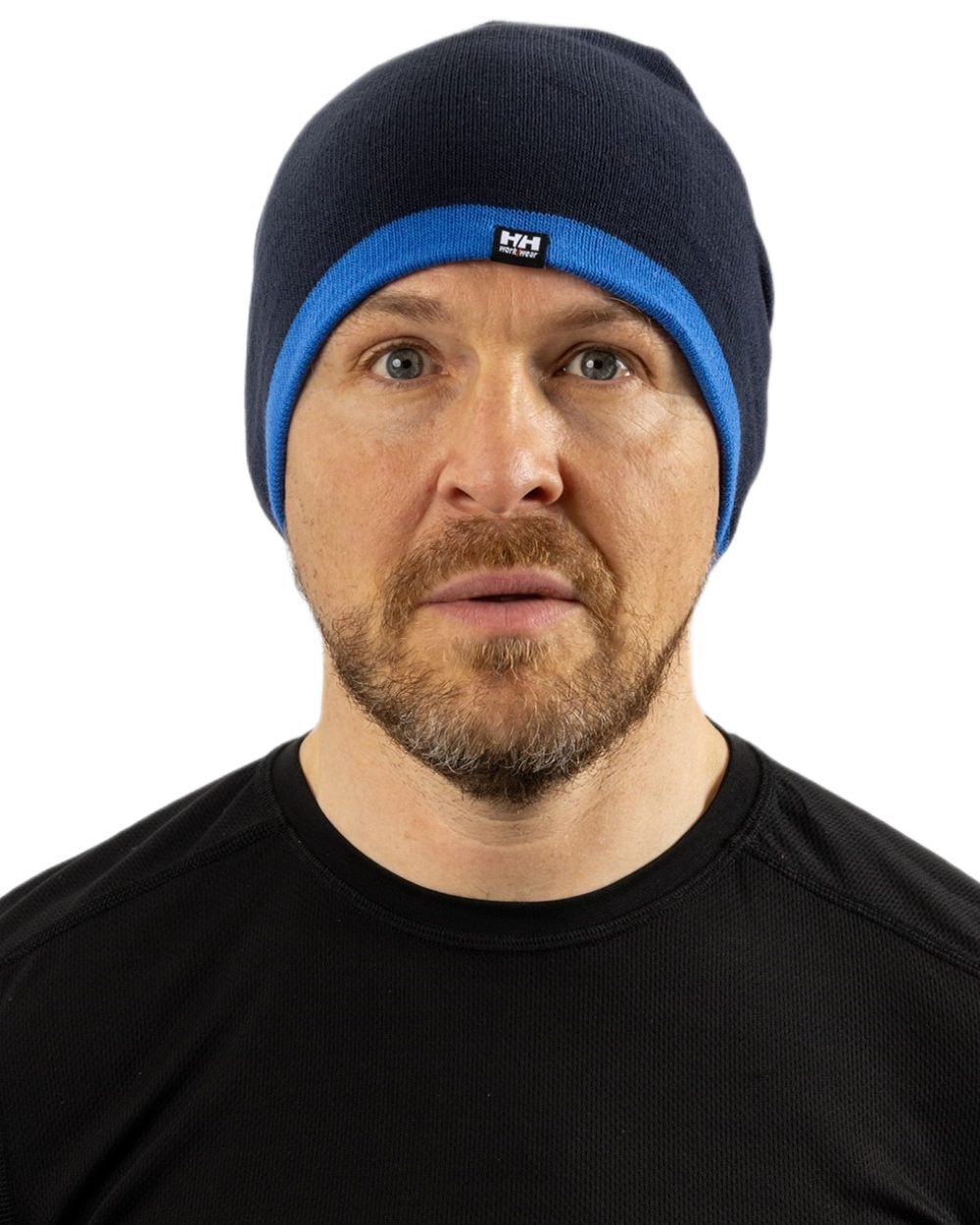 Navy Light Blue coloured Helly Hansen Classic Reversible Beanie on white background 