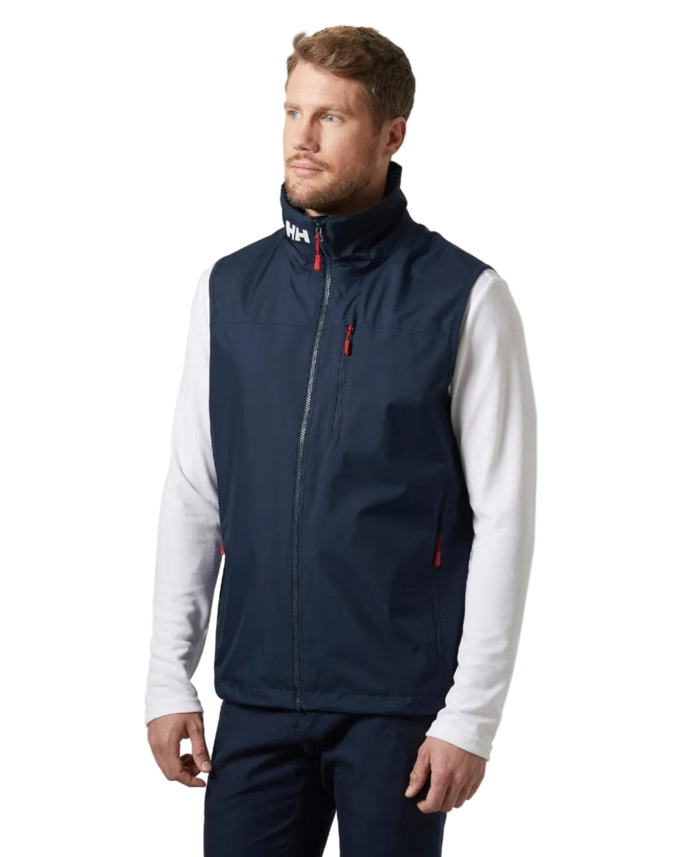 Navy coloured Helly Hansen Mens Crew Sailing Vest 2.0 on white background 