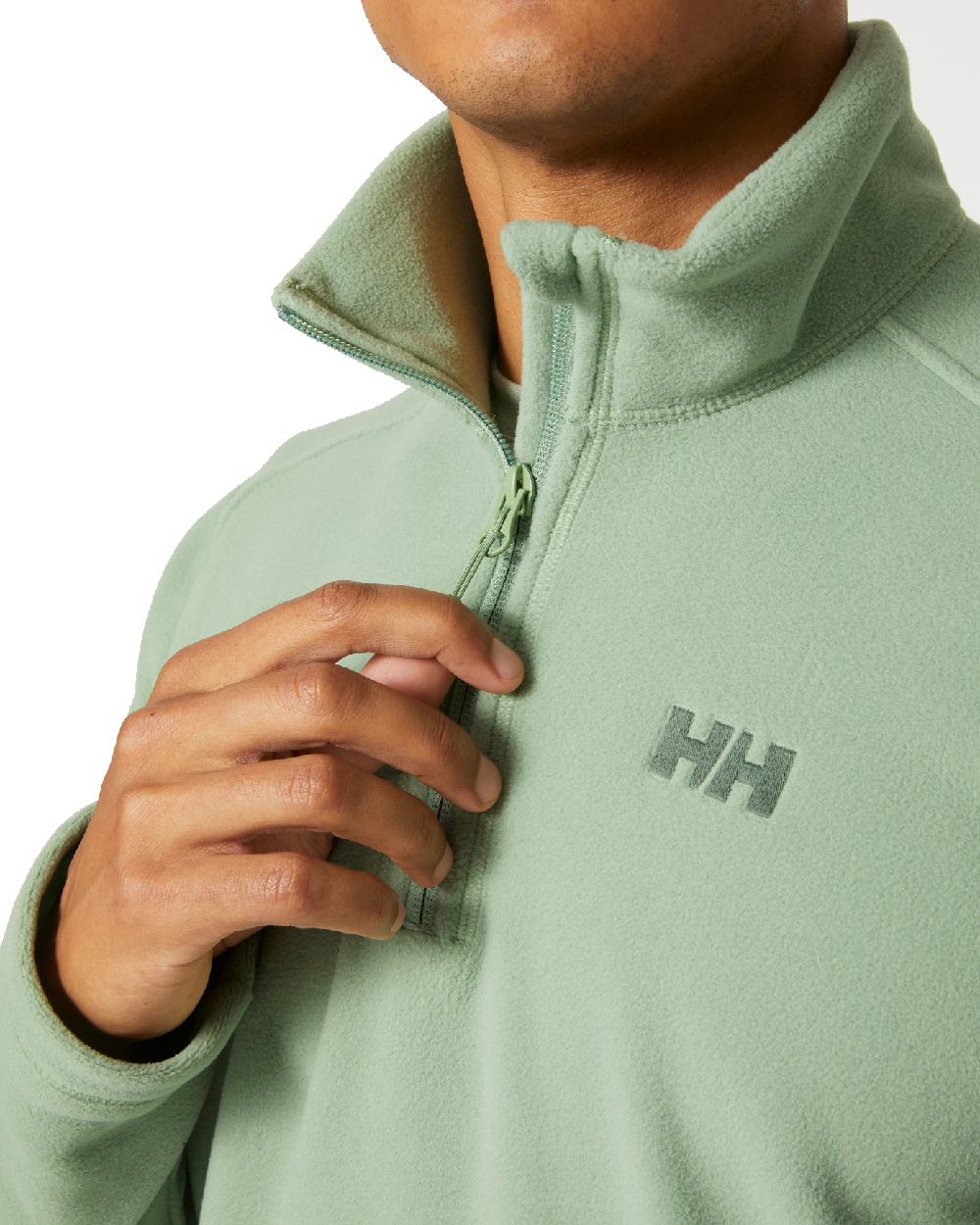 Jade 2.0 coloured Helly Hansen Daybreaker 1/2 Zip Fleece on white background 