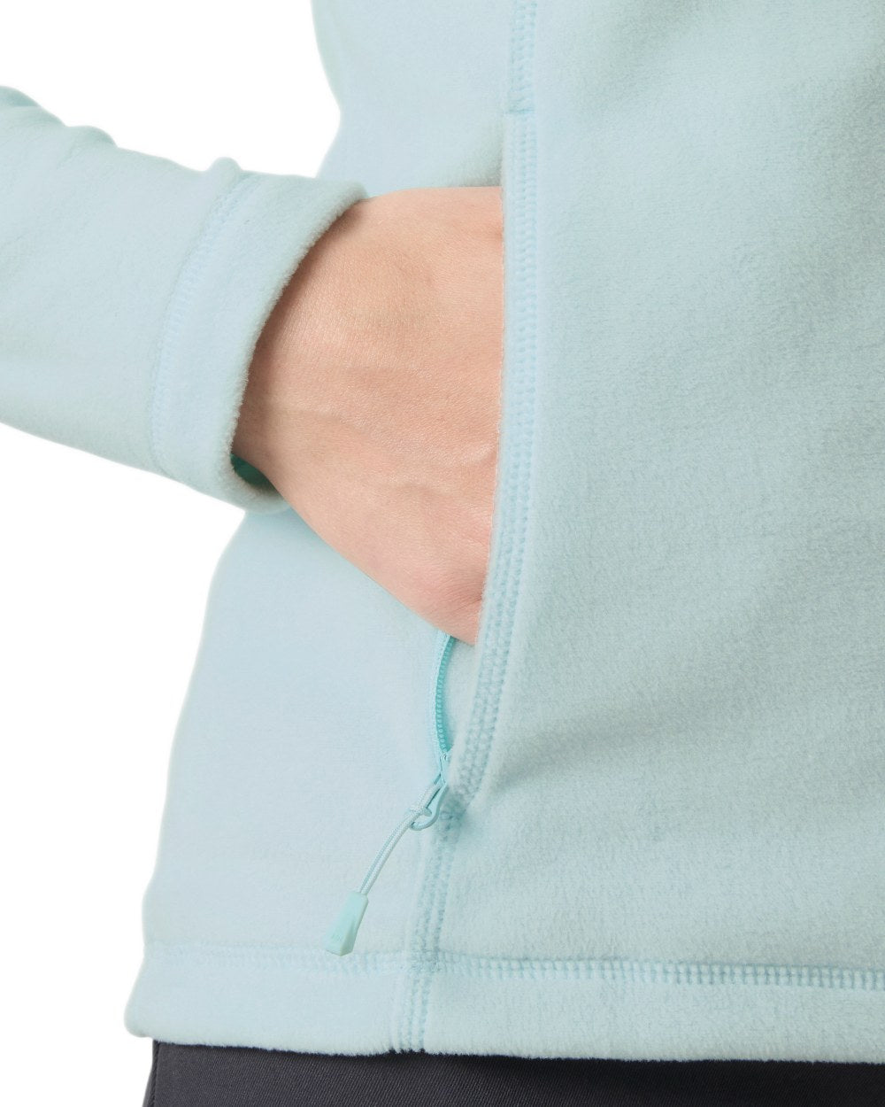 Barely Blue Coloured Helly Hansen Daybreaker Ladies Fleece Jacket on White Background 