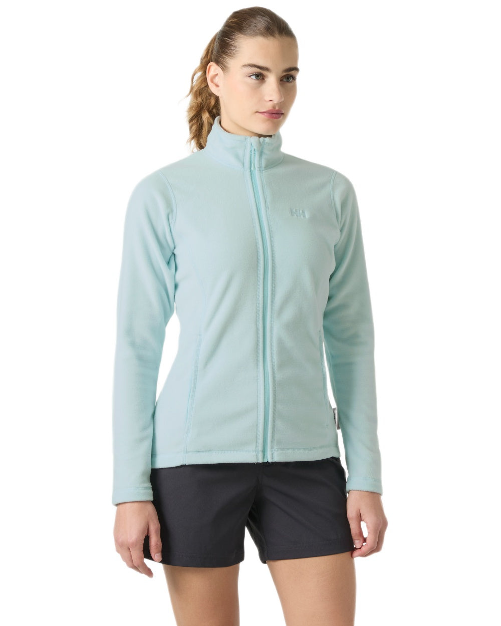 Barely Blue Coloured Helly Hansen Daybreaker Ladies Fleece Jacket on White Background 