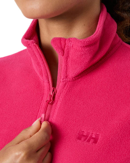 Cranberry Coloured Helly Hansen Daybreaker Ladies Fleece Jacket on White Background 