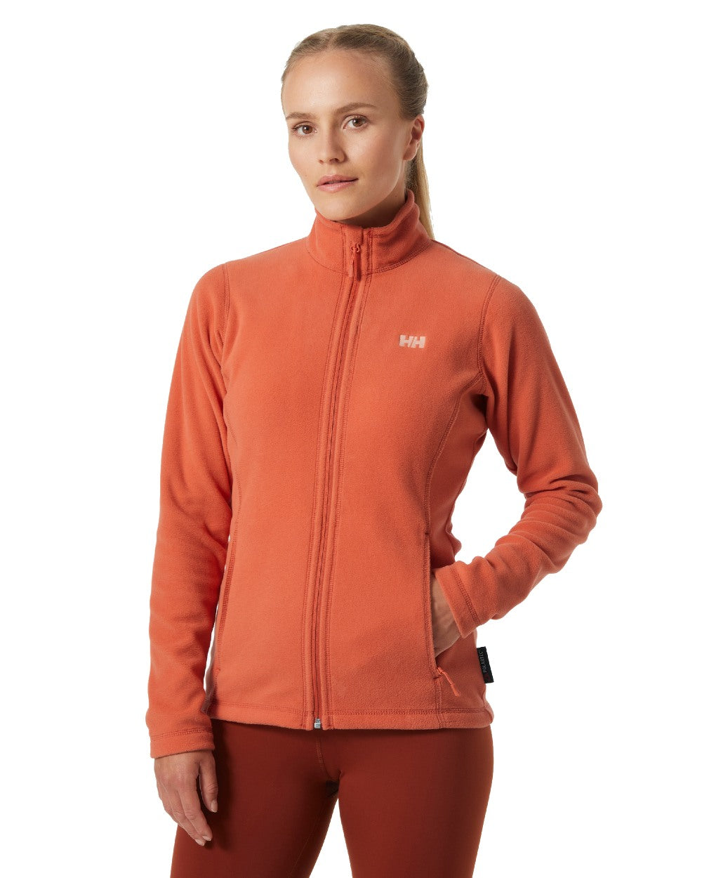 Terracotta coloured Helly Hansen Daybreaker Ladies Fleece Jacket on white background 