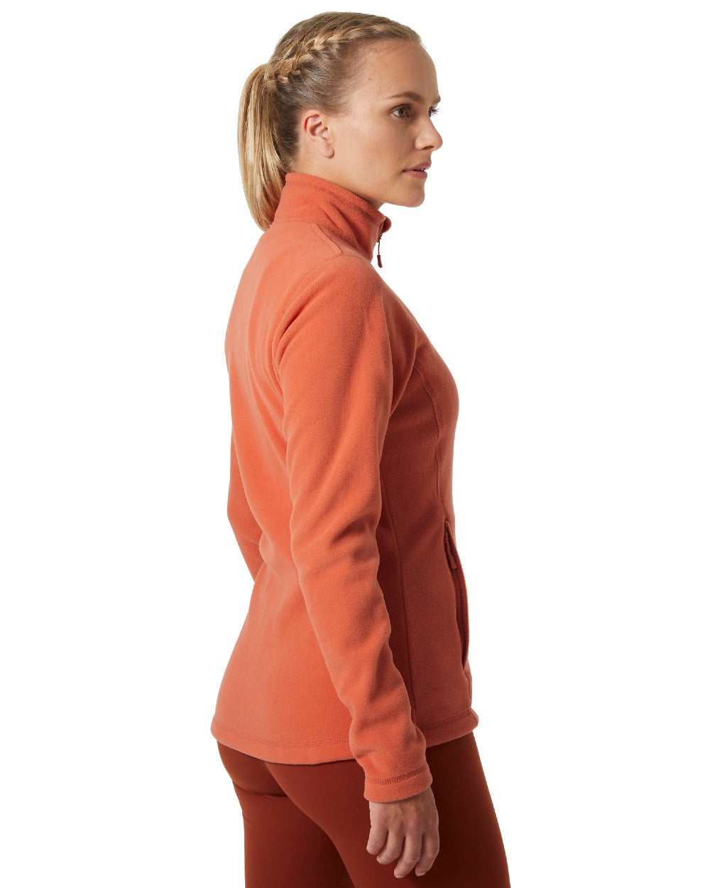 Terracotta coloured Helly Hansen Daybreaker Ladies Fleece Jacket on white background 