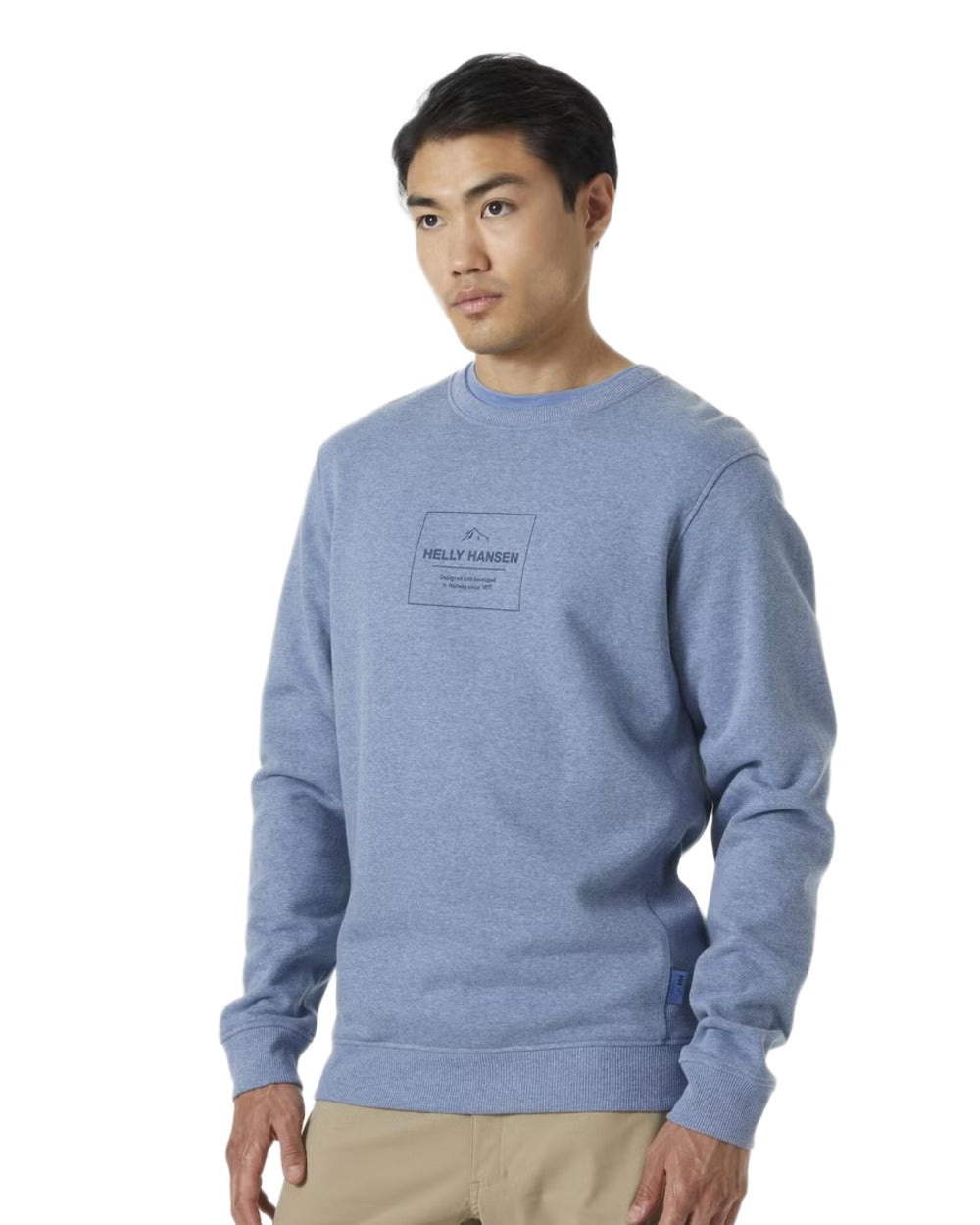 Azurite Melange Coloured Helly Hansen F2F Organic Cotton Sweater on white background 