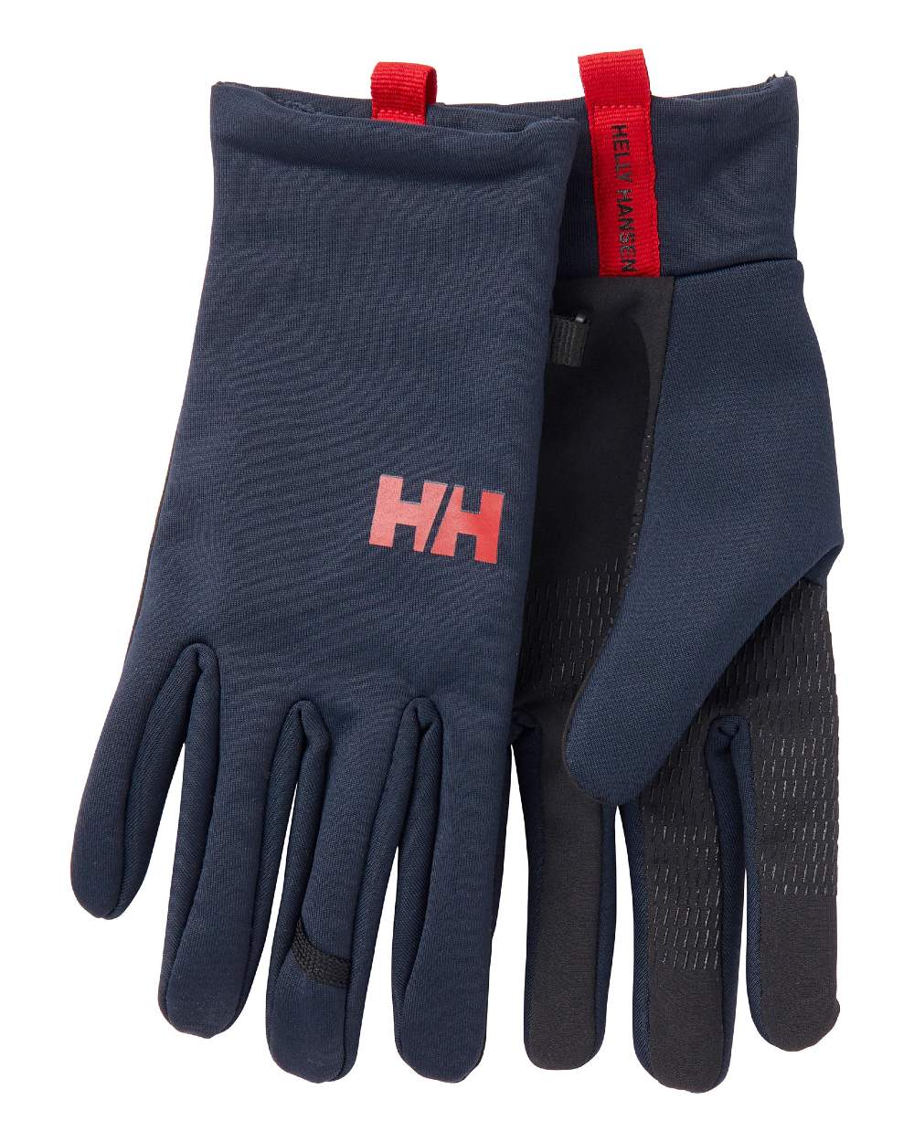 Navy Coloured Helly Hansen Hardface Fleece Touch Gloves on white background 