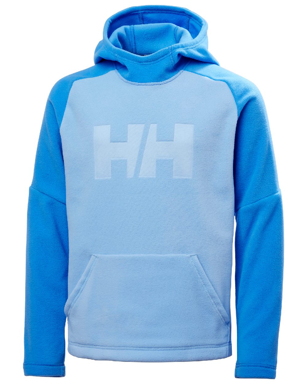 Bright Blue Coloured Helly Hansen Juniors Daybreaker Hoodie on white background 