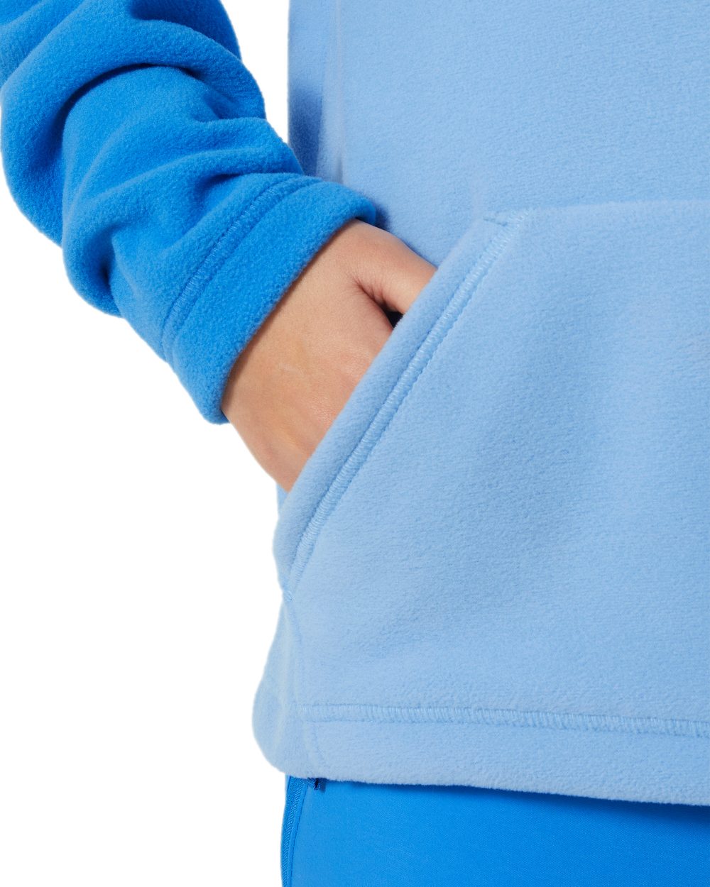 Bright Blue Coloured Helly Hansen Juniors Daybreaker Hoodie on white background 