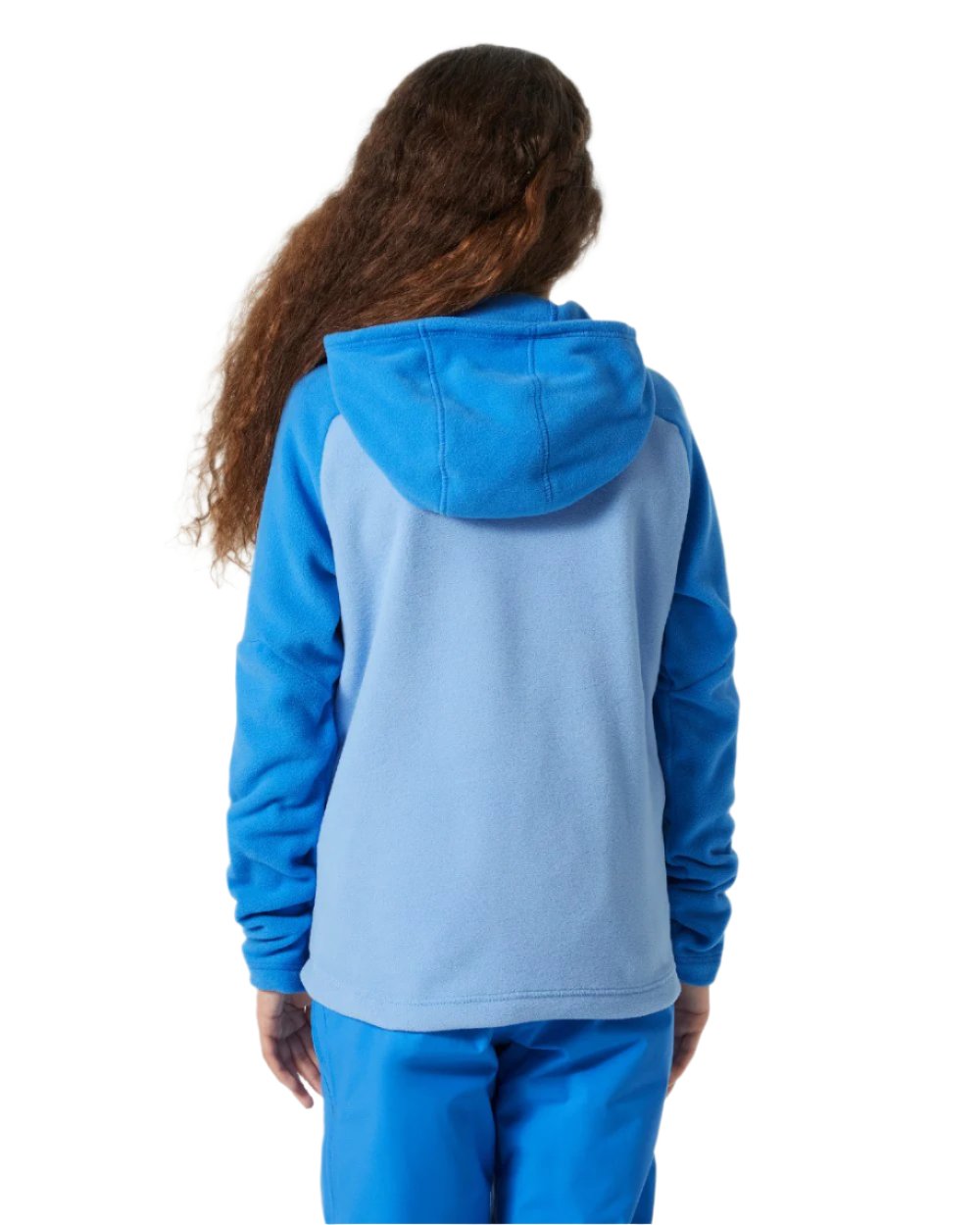 Bright Blue Coloured Helly Hansen Juniors Daybreaker Hoodie on white background 