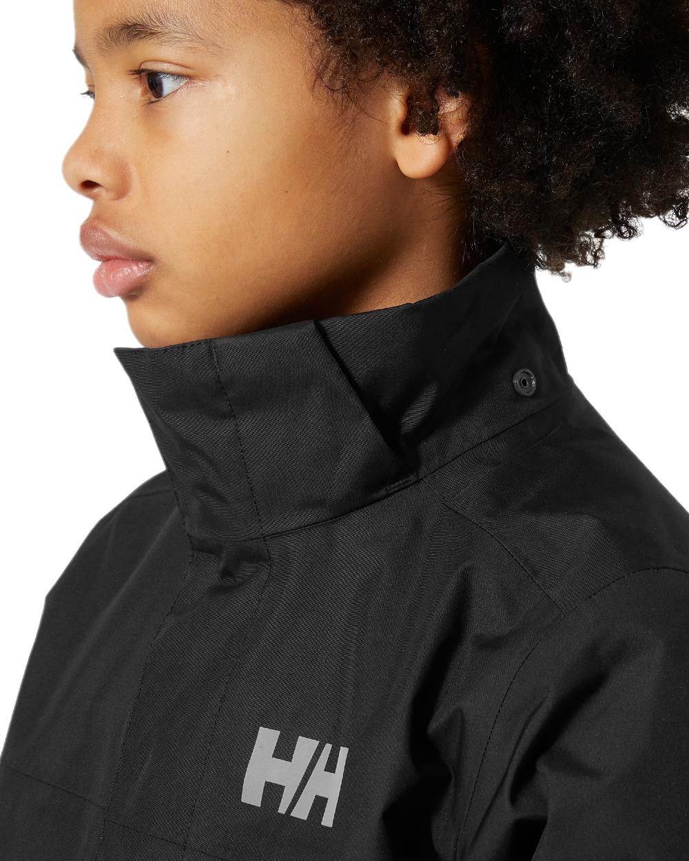 Black Coloured Helly Hansen Juniors Vancouver Fleece Insulated Jacket on white background 