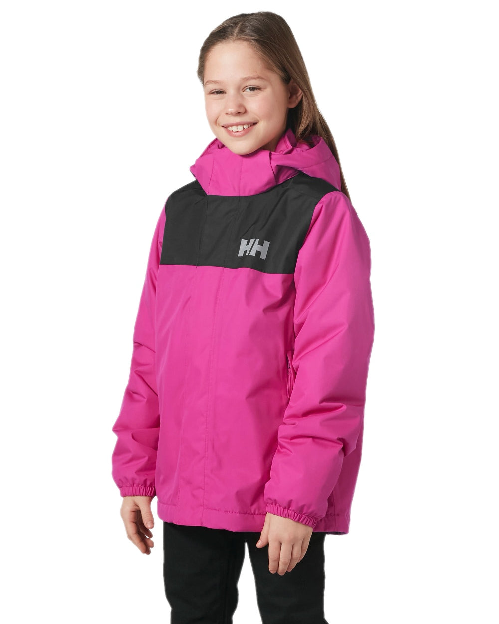 Magenta 2 Coloured Helly Hansen Juniors Vancouver Fleece Insulated Jacket on white background 