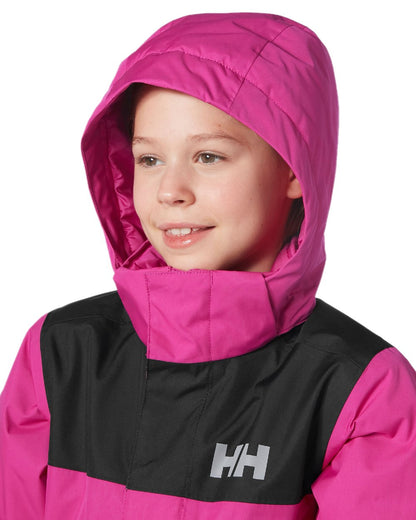 Magenta 2 Coloured Helly Hansen Juniors Vancouver Fleece Insulated Jacket on white background 