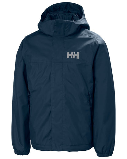 Navy Coloured Helly Hansen Juniors Vancouver Fleece Insulated Jacket on white background 