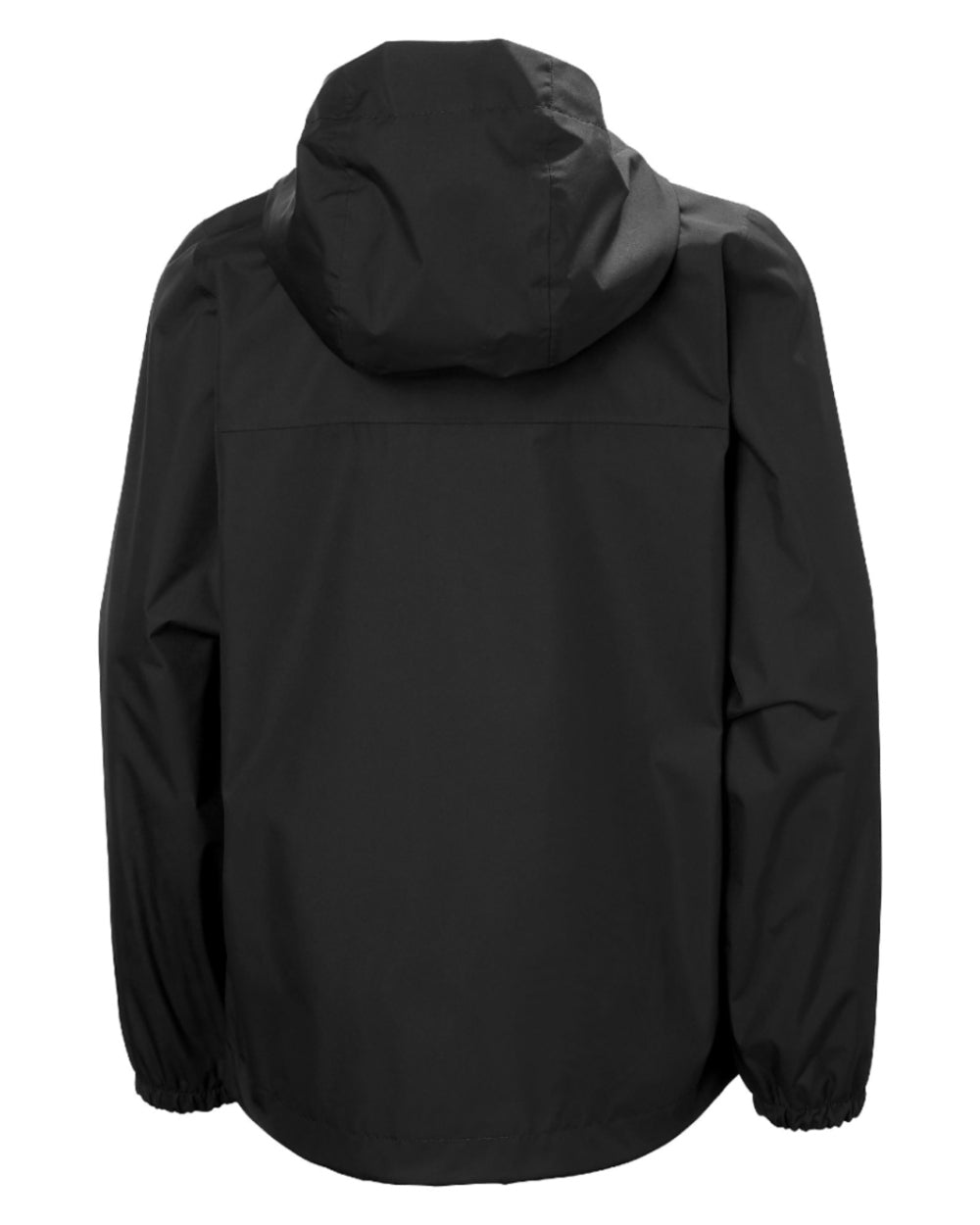 Black Coloured Helly Hansen Juniors Vancouver Rain Jacket on white background 
