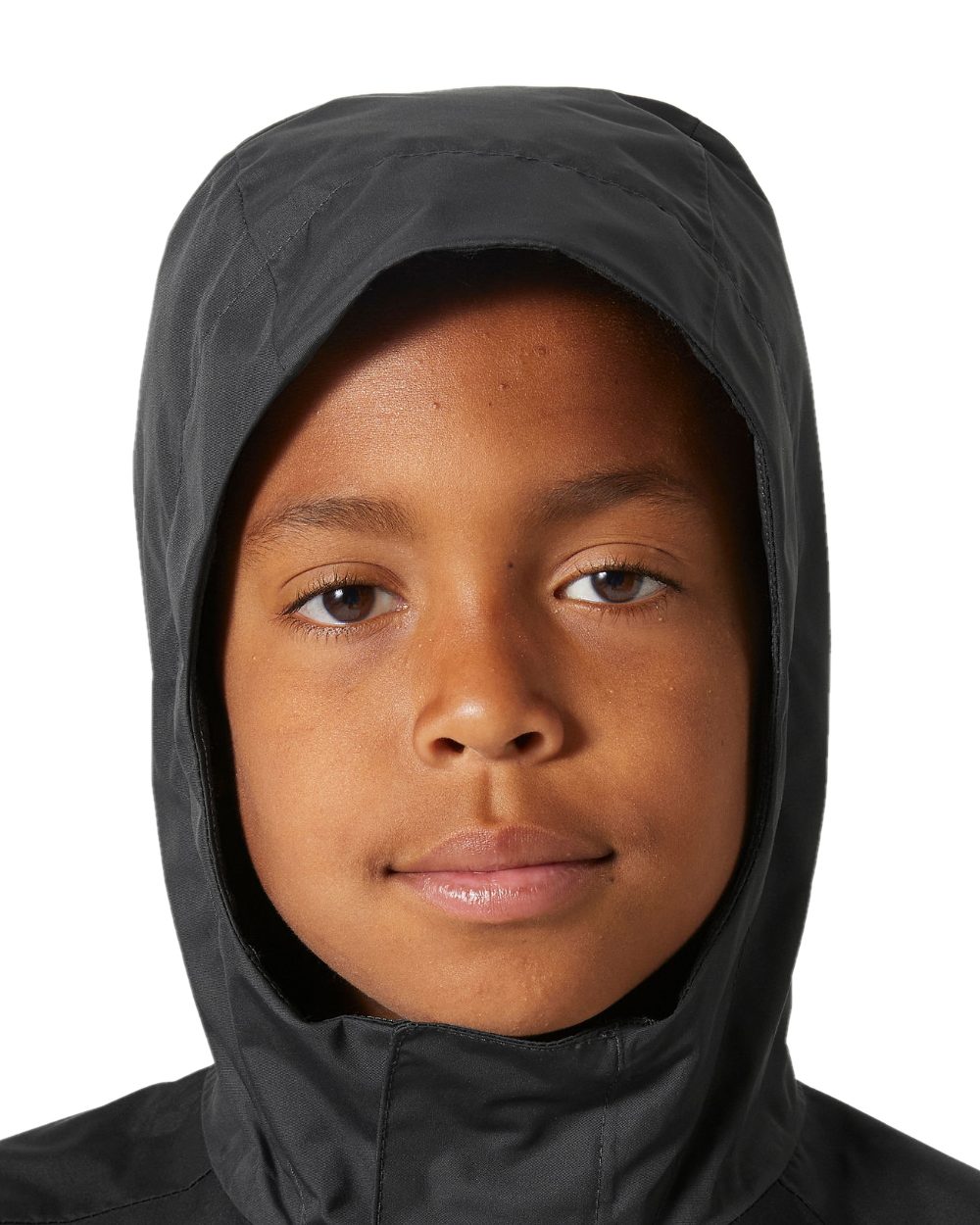 Ebony Coloured Helly Hansen Juniors Vancouver Rain Jacket on white background 