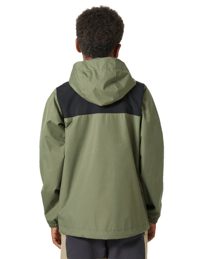 Lav Green Coloured Helly Hansen Juniors Vancouver Rain Jacket on white background 