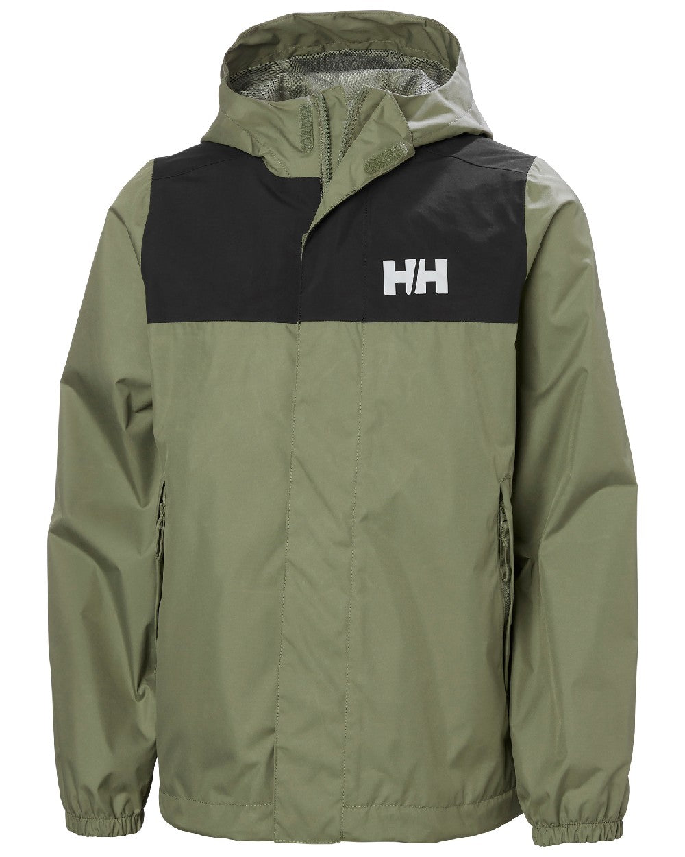 Lav Green Coloured Helly Hansen Juniors Vancouver Rain Jacket on white background 