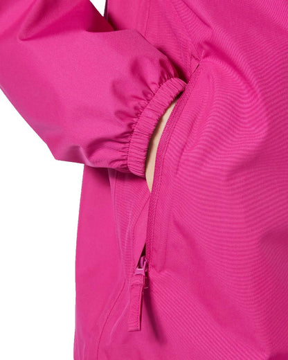 Magenta 2 Coloured Helly Hansen Juniors Vancouver Rain Jacket on white background 