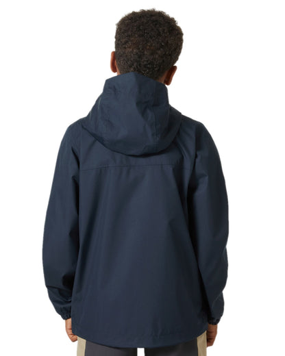 Navy Coloured Helly Hansen Juniors Vancouver Rain Jacket on white background 