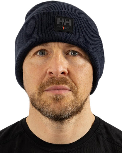 Navy Coloured Helly Hansen Kensington Beanie on White background 