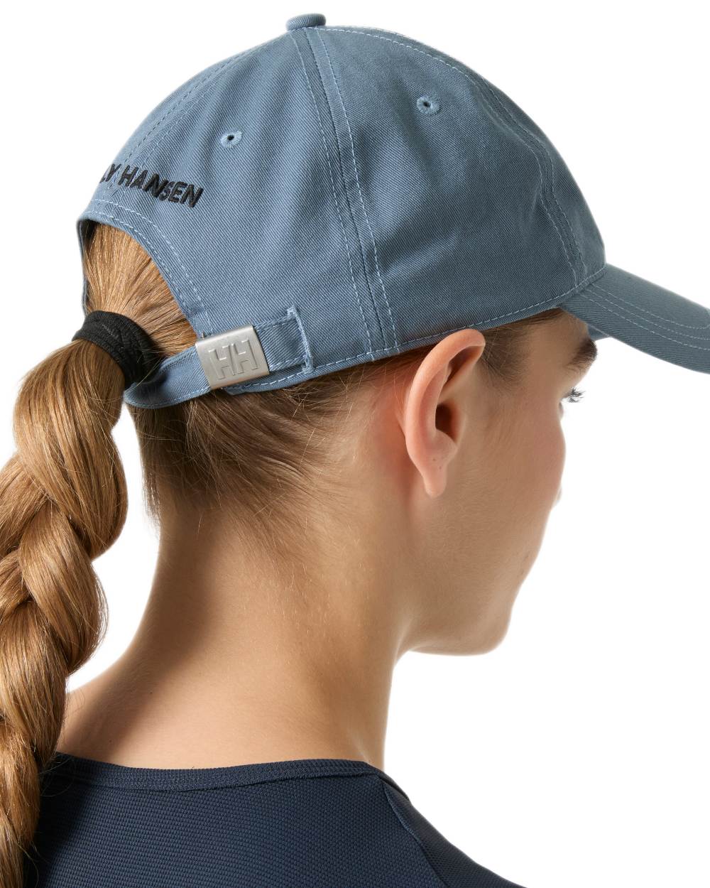 Washed Navy Coloured Helly Hansen Logo Cap on White Background
