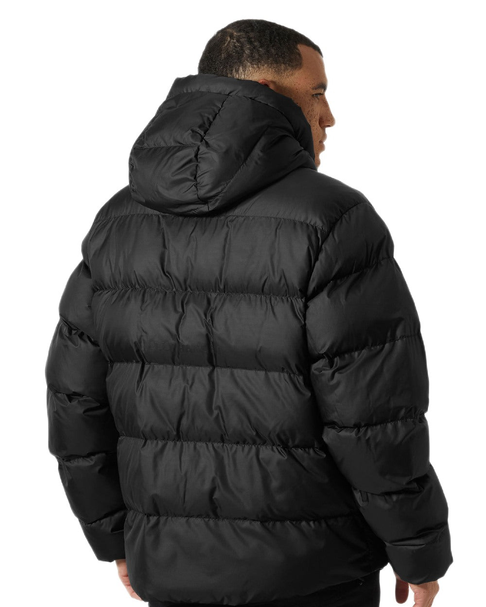 Black Coloured Helly Hansen Mens Active Puffy Jacket on white background 