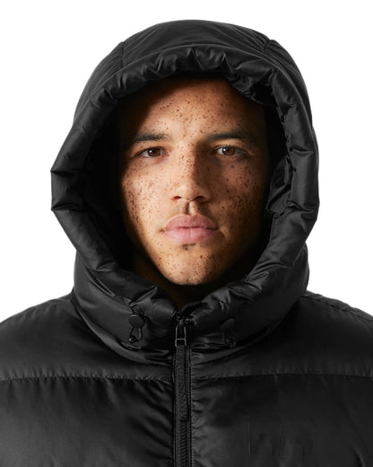 Black Coloured Helly Hansen Mens Active Puffy Jacket on white background 