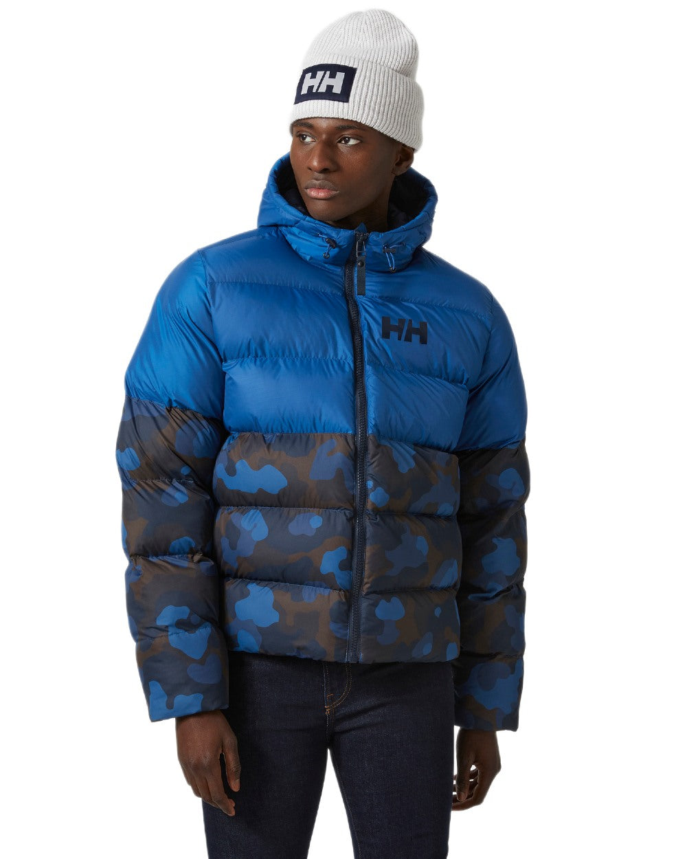 Deep Fjord Coloured Helly Hansen Mens Active Puffy Jacket on white background 