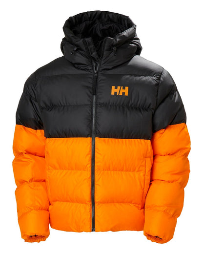 Poppy Orange Coloured Helly Hansen Mens Active Puffy Jacket on white background 