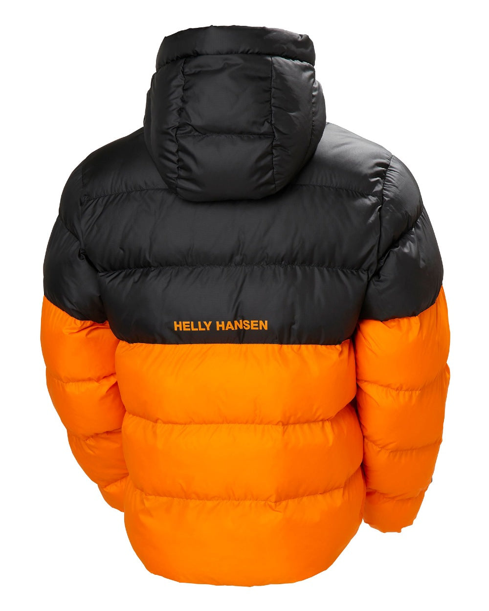 Poppy Orange Coloured Helly Hansen Mens Active Puffy Jacket on white background 