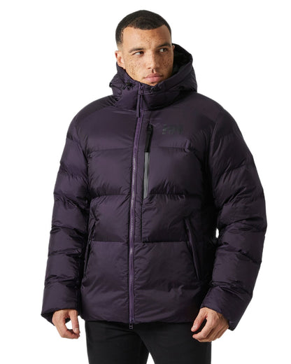 Black Grape Coloured Helly Hansen Mens Active Winter Parka on white background 