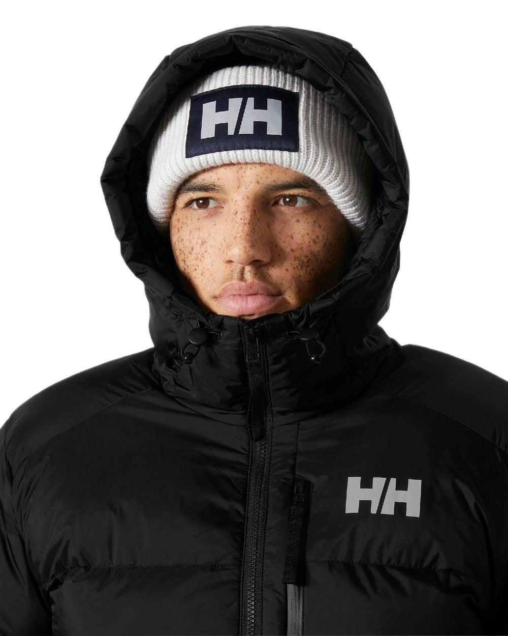 Black Coloured Helly Hansen Mens Active Winter Parka on white background 