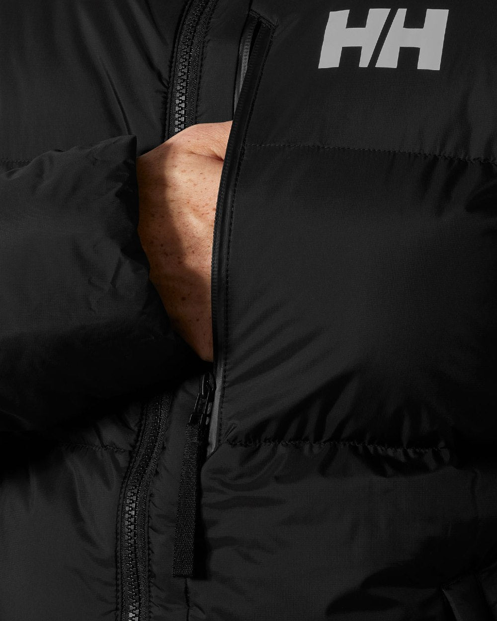Black Coloured Helly Hansen Mens Active Winter Parka on white background 
