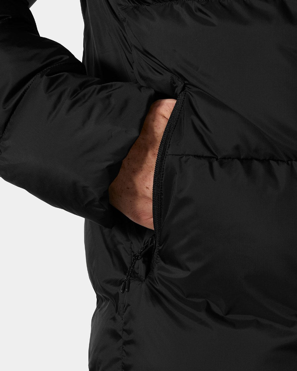 Black Coloured Helly Hansen Mens Active Winter Parka on white background 