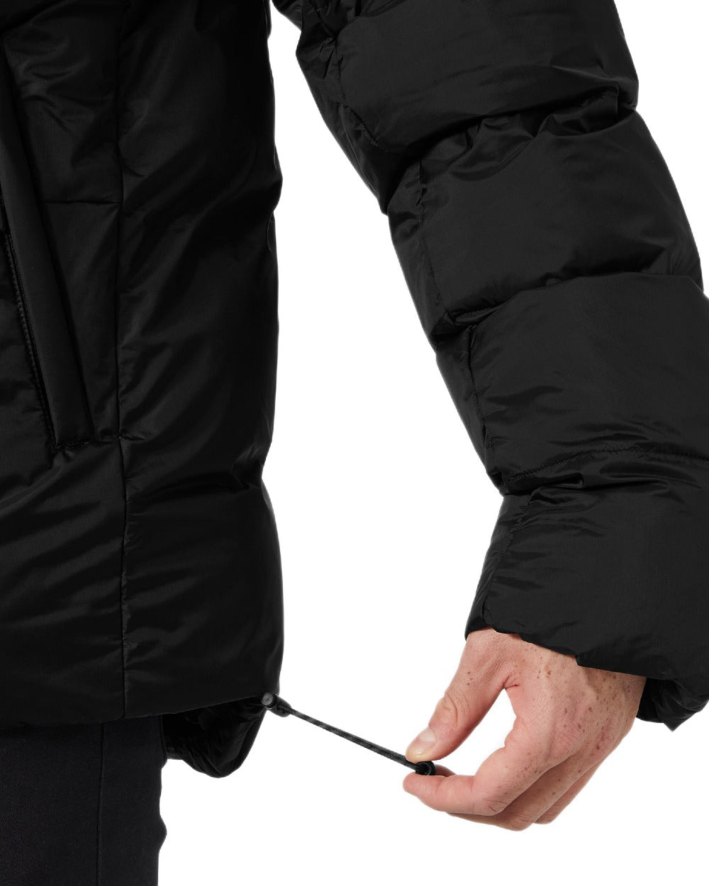 Black Coloured Helly Hansen Mens Active Winter Parka on white background 