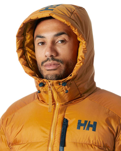 Mustard Coloured Helly Hansen Mens Active Winter Parka on white background 