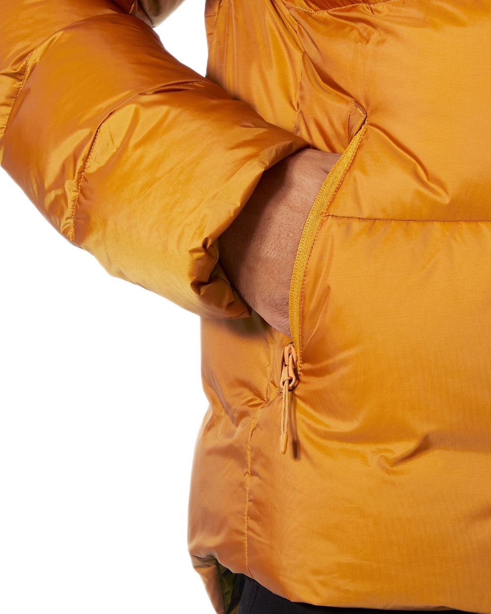 Mustard Coloured Helly Hansen Mens Active Winter Parka on white background 