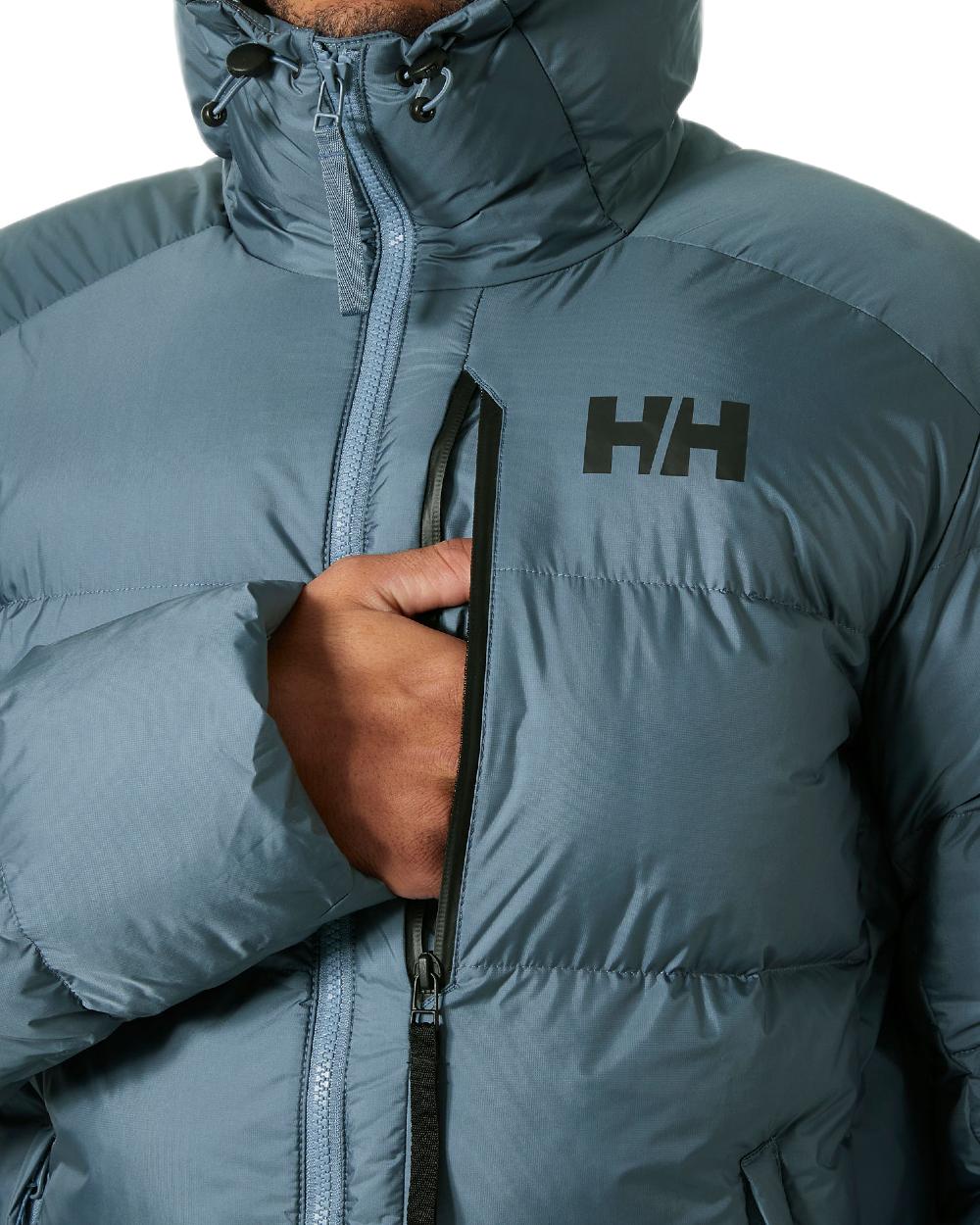 Washed Navy Coloured Helly Hansen Mens Active Winter Parka on white background 