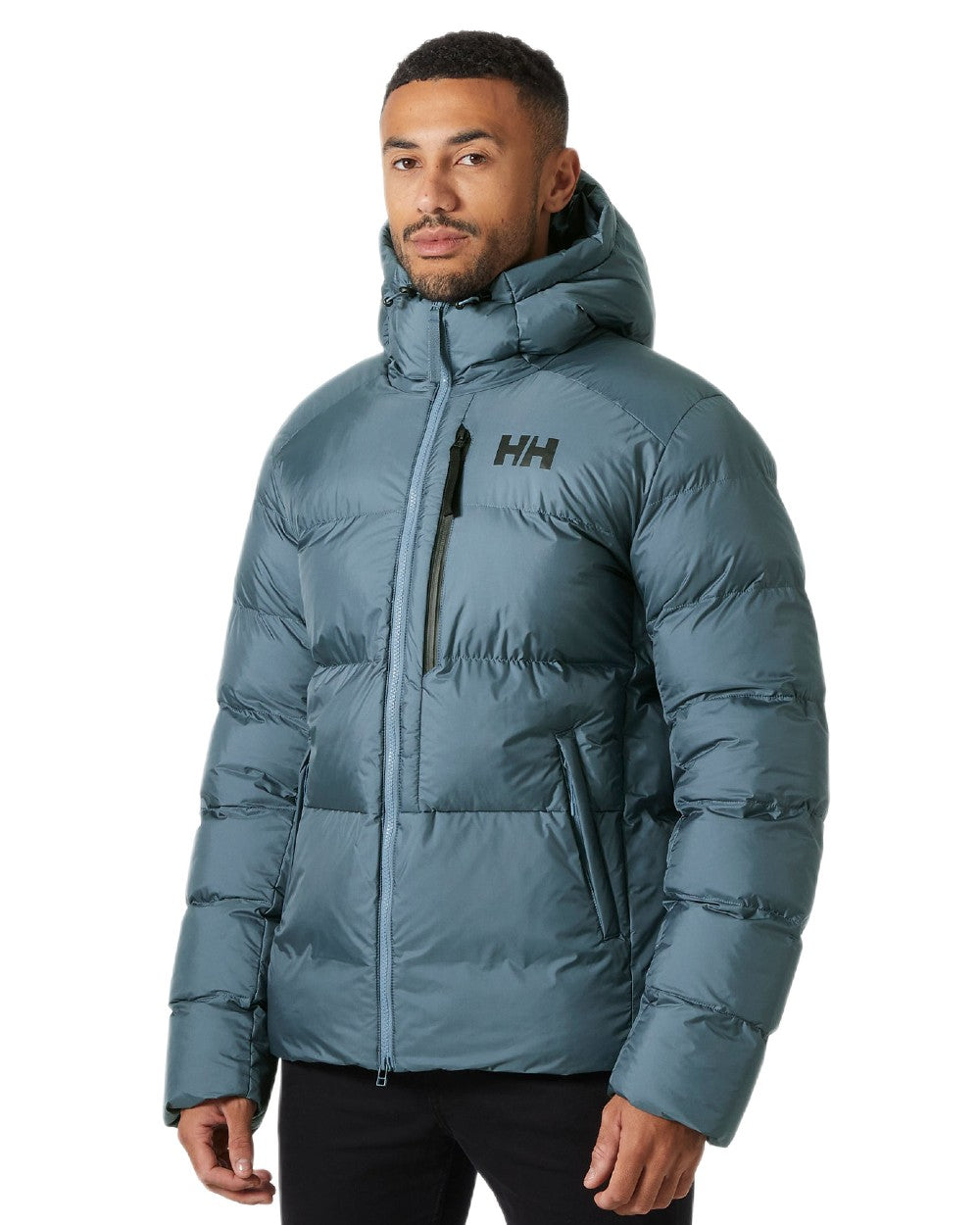 Washed Navy Coloured Helly Hansen Mens Active Winter Parka on white background 