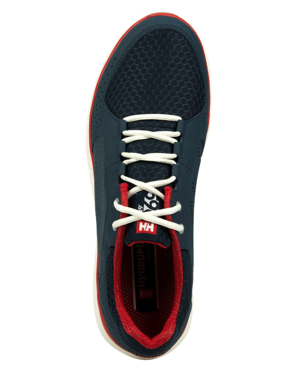 Navy Flag Red Off White Coloured Helly Hansen Mens Ahiga V4 HP Sneakers on white background 
