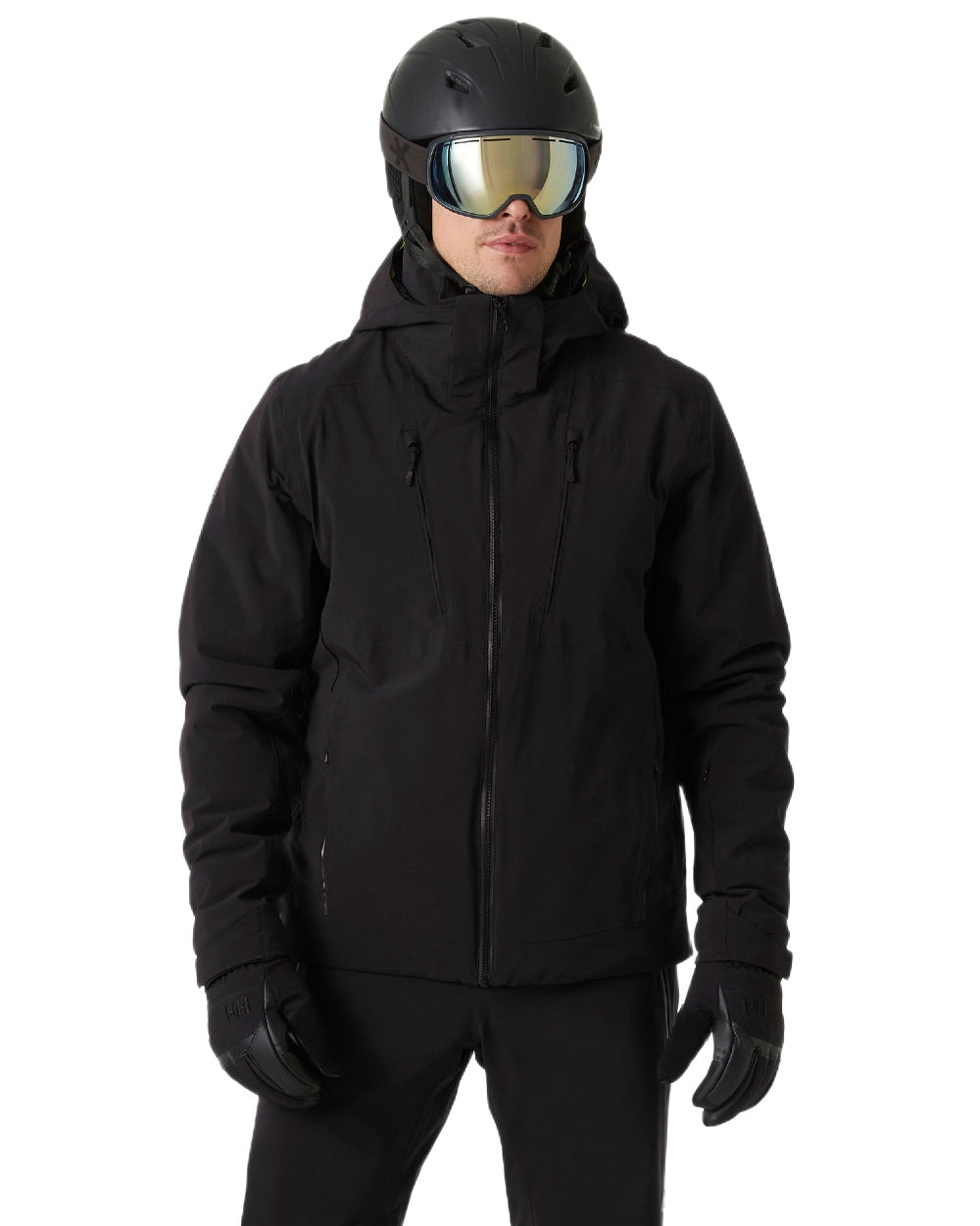 Black Coloured Helly Hansen Mens Alpha 4.0 Jacket on white background 