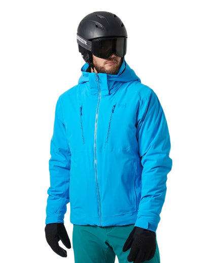 Cyan Coloured Helly Hansen Mens Alpha 4.0 Jacket on white background 