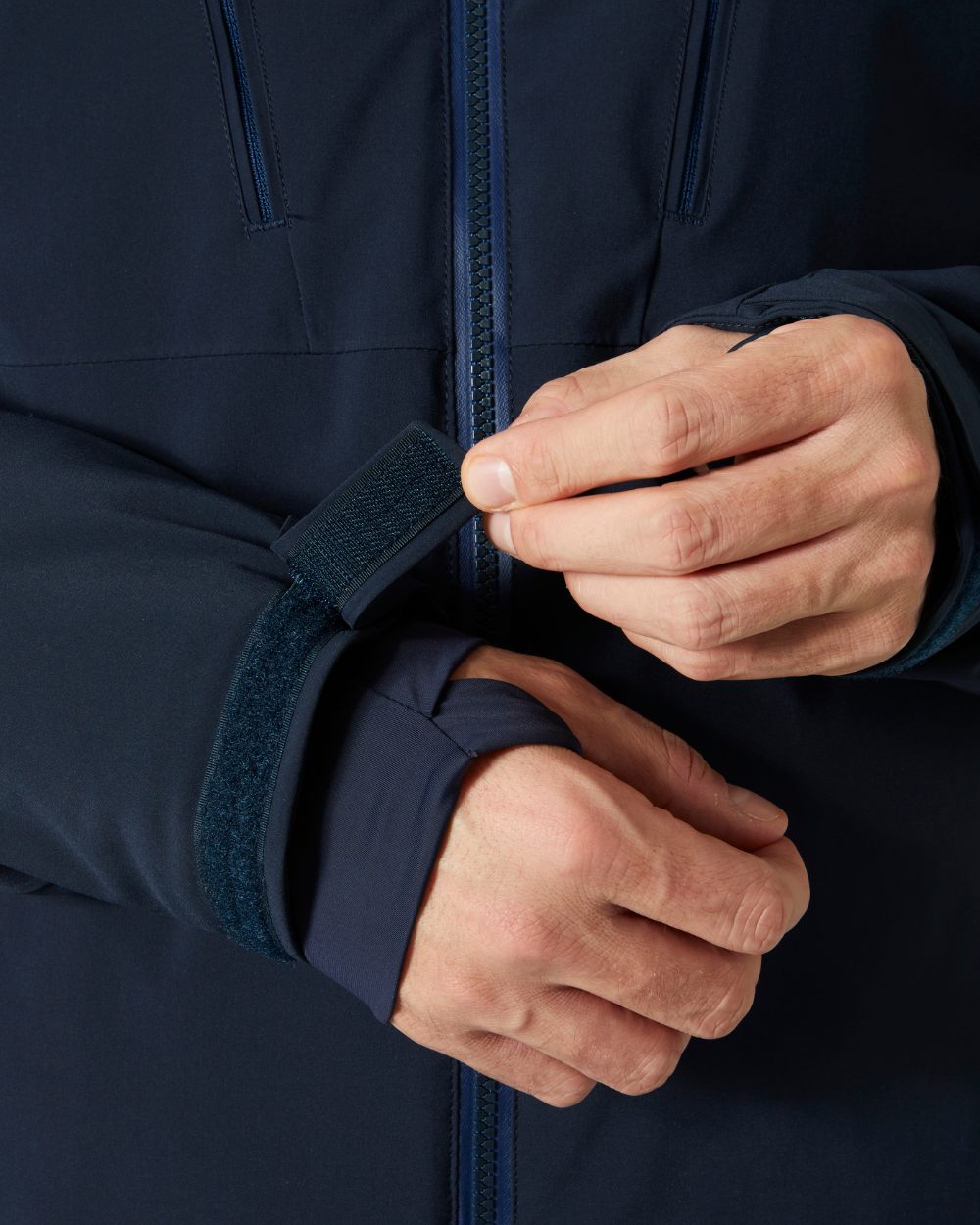 Navy Coloured Helly Hansen Mens Alpha 4.0 Jacket on white background 