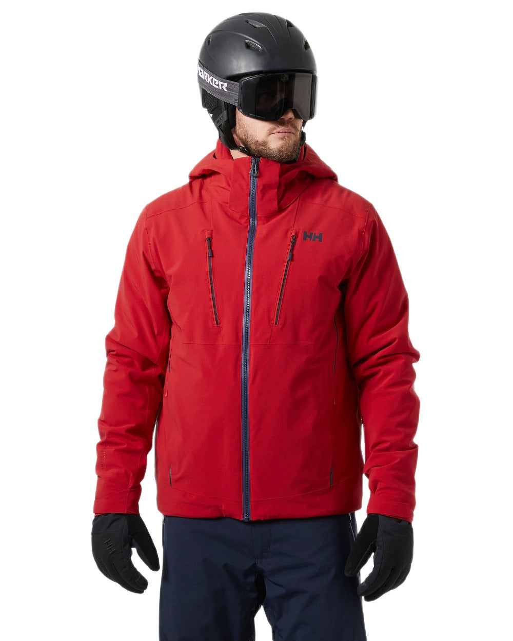 Red Coloured Helly Hansen Mens Alpha 4.0 Jacket on white background 
