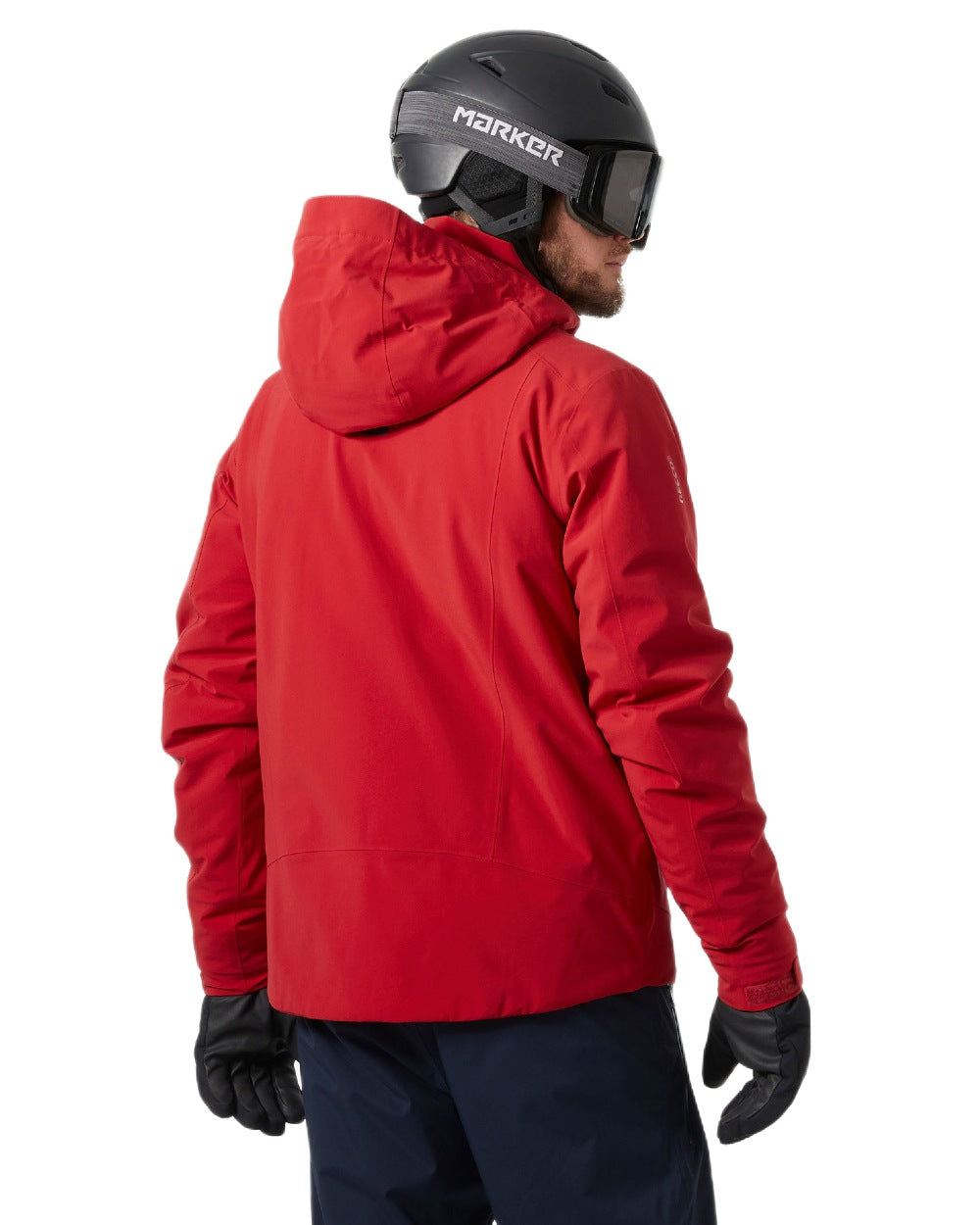 Red Coloured Helly Hansen Mens Alpha 4.0 Jacket on white background 